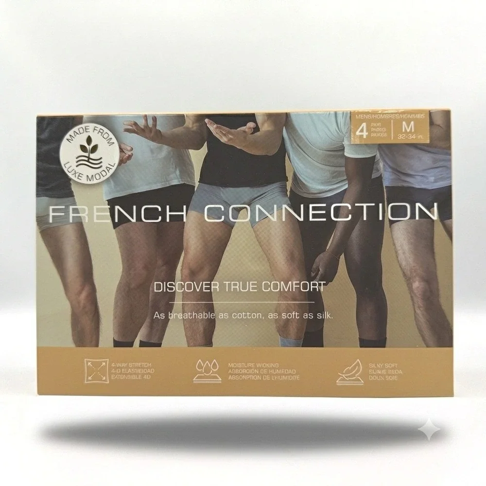 French Connection Boxer Briefs Mens Medium Black 4 Pack Luxe Modal 5